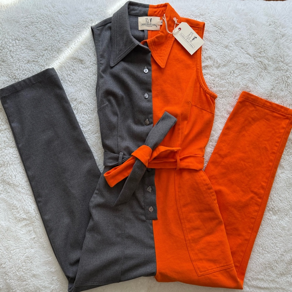 FASHION BRAND COMPANY Director Jumpsuit Orange and Grey Size Small